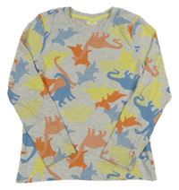Sivé melírované tričko s dinosaurami Kids