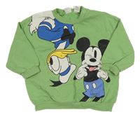 Zelená oversize mikina s Mickeym a Donaldem 