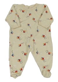 Smotanový zamatový overal s drakmi Petit Bateau