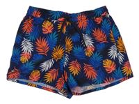 Tmavomodré plážové kraťasy s listami Decathlon