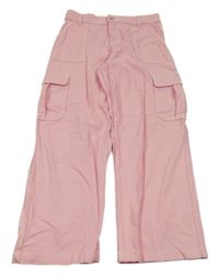 Světlerůžové cargo wide leg rifle Primark