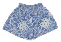 Modro-biele vzorované ľahké kraťasy