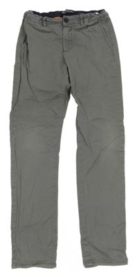 Sivé plátenné chino nohavice Urban