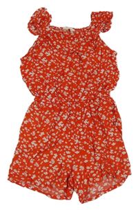 Červený ľahký kraťasový kvetovaný overal H&M