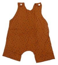 Rezavé bavlněné laclové kraťasy se vzorem 