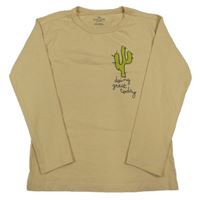 Béžové tričko s kaktusom a koníky H&M