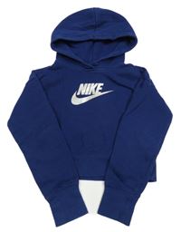 Tmavomodrá crop mikina s logem a kapucí Nike