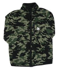 Černo-khaki army fleecová prepínaci mikina s rolákom F&F