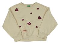 Smotanová oversize mikina s flitrami Benetton