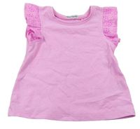 Růžovo/lila melírované tričko s volániky s madeirou Next