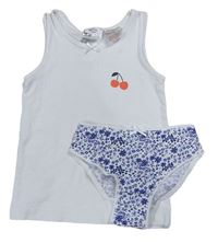 2Set - Bílá košilka s třešničkami H&M + květované kalhotky 