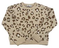 Béžovo-hnedo-biely vzorovaný melírovaný crop sveter PRIMARK