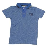 Modro-bílé melírované polo tričko s nápisy Ouragan