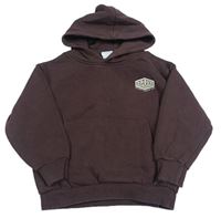 Tmavohnedá oversize mikina s nápismi a vreckom a kapucňou ZARA