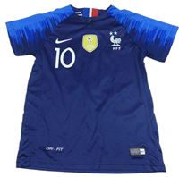 Tmavomodro-modrý funkční fotbalový dres France - Mbappé Nike a číslem