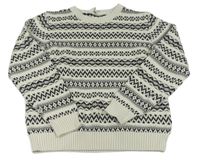 Smetanovo-sivo-čierny vzorovaný sveter H&M