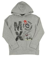 Sivá melírovaná mikina s logom a psíkom a kapucňou Mexx