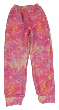 Tmavorůžovo-barevné tonované thermo tepláky s hvězdičkami 