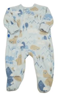 Svetlomodrý fleecový overal s medvedíkmi a stromčekmi  St. Bernard