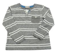 Šedo-černo-bílé pruhované melírované triko s kapsou INFINITY KIDS