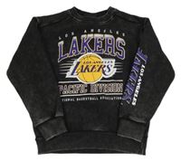 Čierna šisovaná mikina s loptou a nápisem - LAKERS PRIMARK