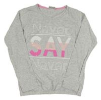 Svetlosivé melírované tričko s nápismi a flitrami YIGGA