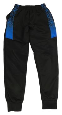 Černo-modré sportovní tepláky se vzorem