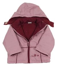 Staroružová prešívaná šušťáková zimná bunda s růžemi a odopínacíá kapucňou BeRTi