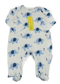 Nové - biely overal so sloníky SHEIN