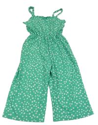 Zelený kytičkovaný vzorovaný kalhotový culottes overal PRIMARK