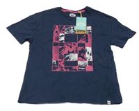 Nové - tmavomodré tričko s potlačou animal