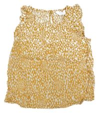 Medovo-bílá vzorovaná halenka s volánky PRIMARK
