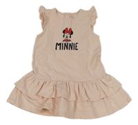 Svetloružové teplákové šaty s Minnie a volánikmi LC WaIKIKI