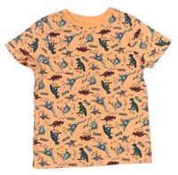 Neónově oranžové tričko s dinosaurami Nutmeg