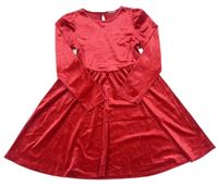 Červené trblietavé zamatové šaty Matalan