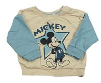 Béžovo-modrá mikina s Mickeym Disney