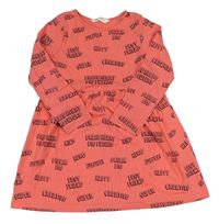 Korálové bavlnené šaty s nápismi zn. H&M