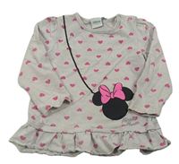 Světlešedé melírované triko se srdíčky a Minnie Disney