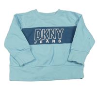 Světlemodro-petrolejová mikina s nápisem DKNY