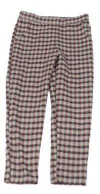 Šedo-černo-starorůžové kostkované tregíny Primark