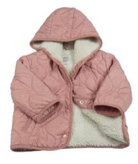 Staroružová prešívaná šušťáková zateplená bunda s kapucňou F&F