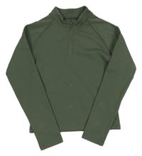 Khaki športová crop mikina s nápisom Zara