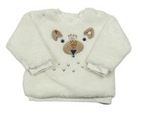 Smotanová chlpatá podšitá mikina s medvěďom Staccato