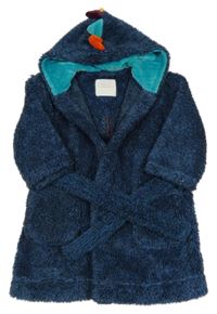 Tmavomodrý melírovaný chlpatý župan s kapucňou s ostny Next