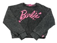 Antracitová crop mikina s nápisem - Barbie Primark