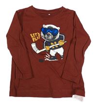 Vínové triko s medvědem Name it