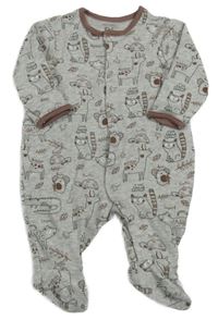 Šedý melírovaný overal se zvířaty C&A