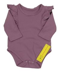 Nové - Starorůžové žebrované body s volánky Shein