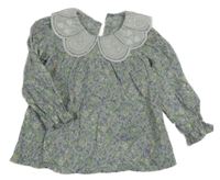 Lila kvetovaná blúzka s golierikom