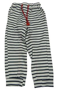 Bílo-antracitové pruhované tepláky